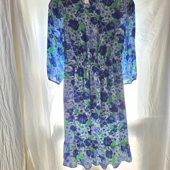 Beautiful Blue Floral Midi Dress NWT - Picture 8 of 11